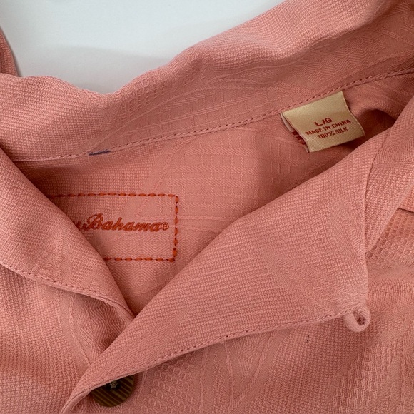 Tommy Bahama Pink Silk Camp Shirt Hawaiian Tropical Button Front Men’s L - Picture 2 of 6